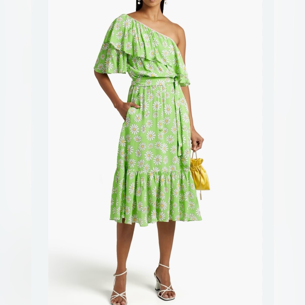 BOUTIQUE MOSCHINO Dress Green Daisy Off Shoulder